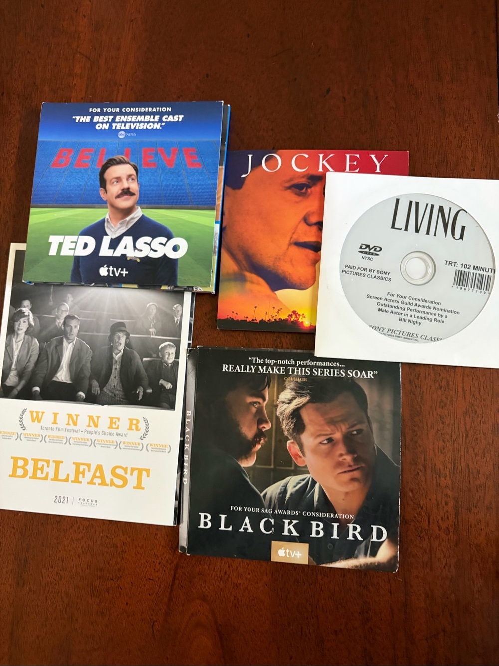 5 Screeners Blackbird, The Living, Belfast, Jockey, & Ted Lasso